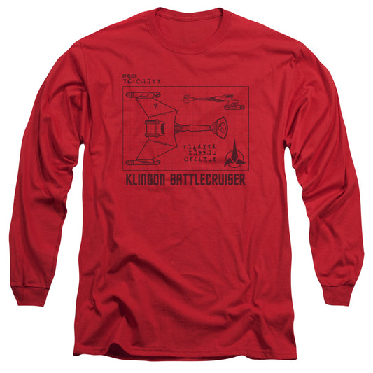 Star Trek D7 Diagram Mens Long Sleeve Shirt Red Officially Licensed
