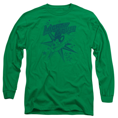 Mighty Mouse Mighty Mouse Mens Long Sleeve Shirt Kelly Green