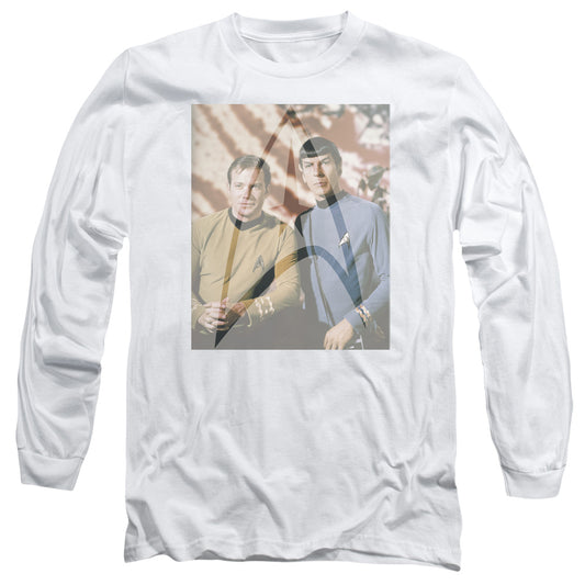 Star Trek Classic Duo Mens Long Sleeve Shirt White Officially Licensed