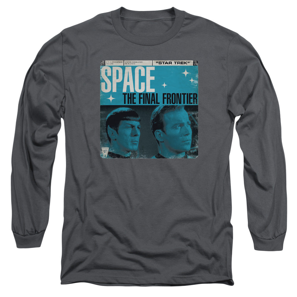 Star Trek Final Frontier Cover Mens Long Sleeve Shirt Charcoal Officially Licensed