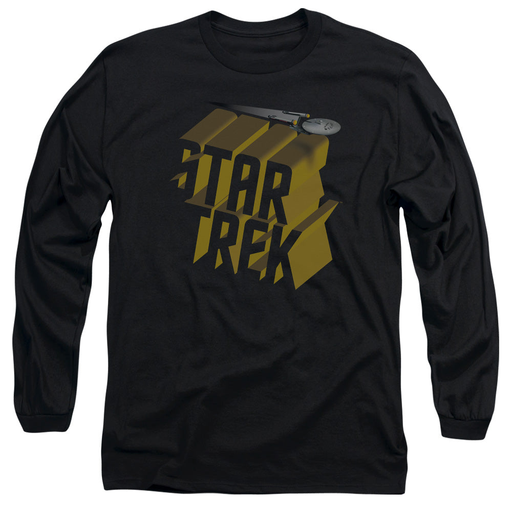 Star Trek 3D Logo Mens Long Sleeve Shirt Black Officially Licensed