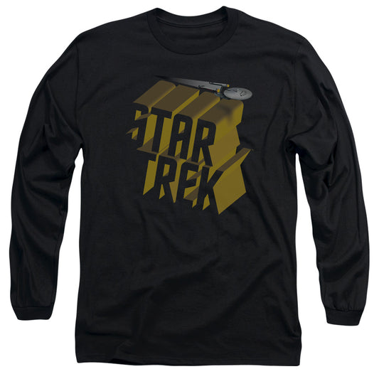 Star Trek 3D Logo Mens Long Sleeve Shirt Black Officially Licensed