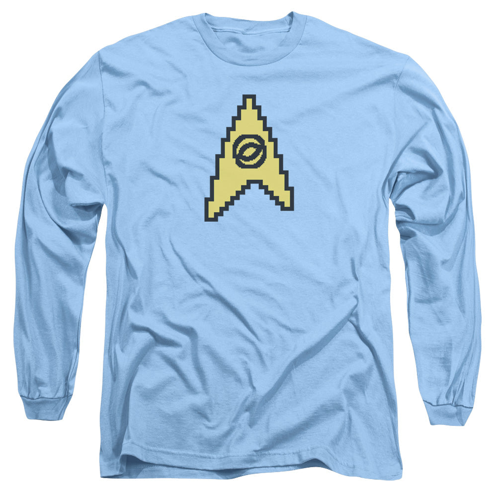 Star Trek 8 Bit Science Mens Long Sleeve Shirt Carolina Blue Officially Licensed