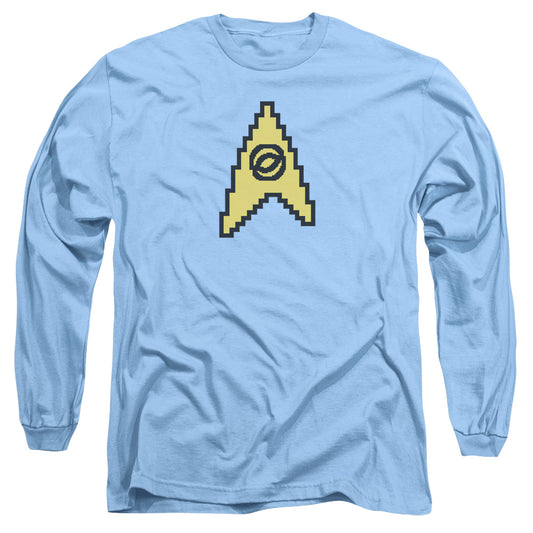 Star Trek 8 Bit Science Mens Long Sleeve Shirt Carolina Blue Officially Licensed