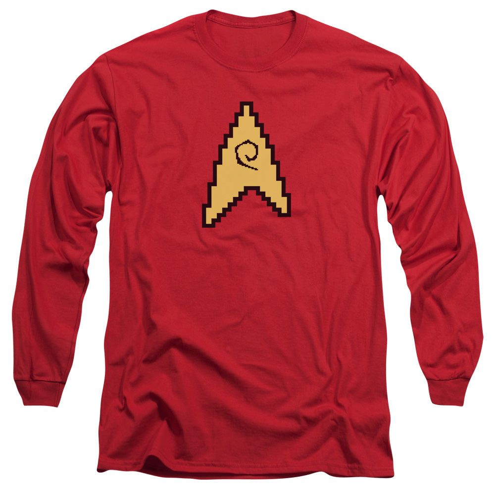 Star Trek 8 Bit Engineering Mens Long Sleeve Shirt Red Officially Licensed