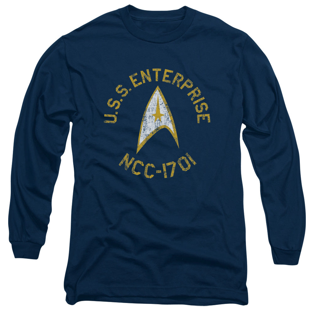 Star Trek Collegiate Mens Long Sleeve Shirt Navy Officially Licensed