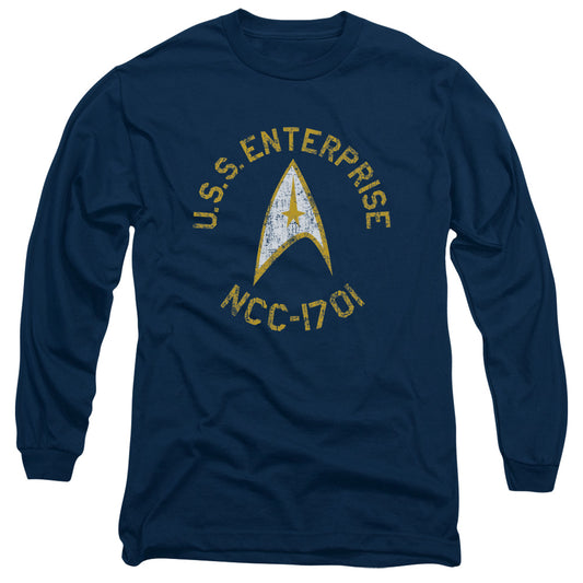 Star Trek Collegiate Mens Long Sleeve Shirt Navy Officially Licensed