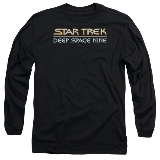 Star Trek Deep Space Nine Logo Mens Long Sleeve Shirt Black Officially Licensed