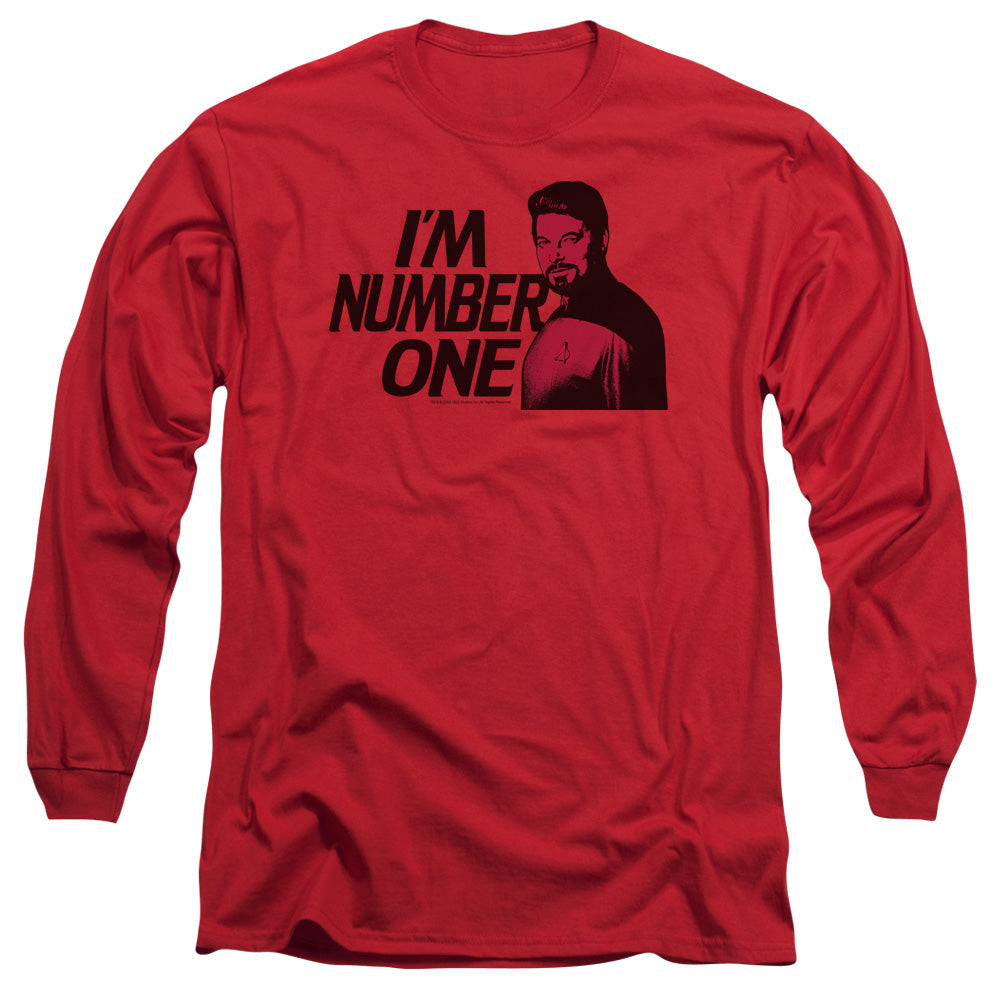 Star Trek Im Number One Mens Long Sleeve Shirt Red Officially Licensed