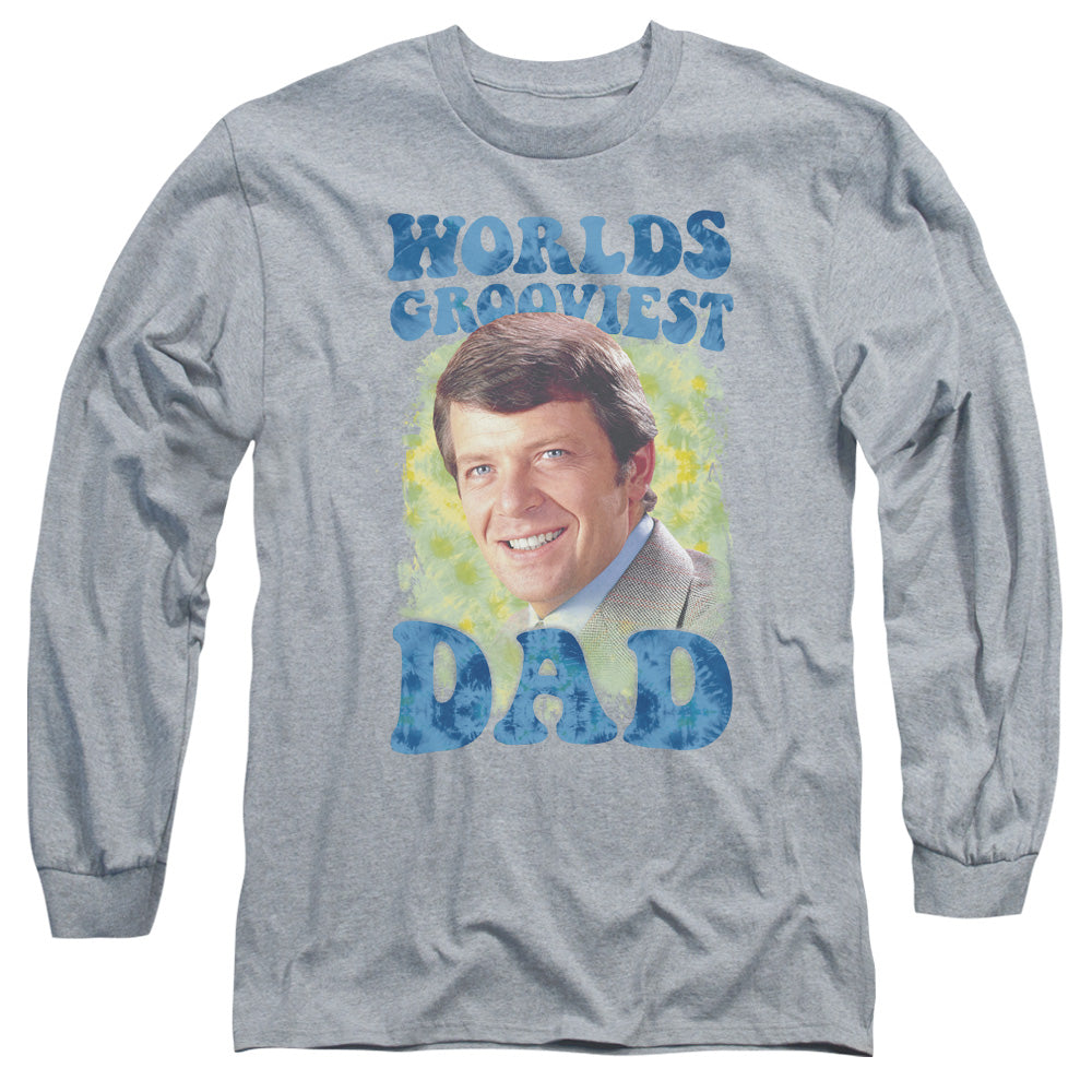 Brady Bunch Worlds Grooviest Mens Long Sleeve Shirt Athletic Heather Officially Licensed