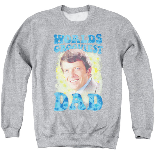 Brady Bunch Worlds Grooviest Mens Crewneck Sweatshirt Athletic Heather Officially Licensed