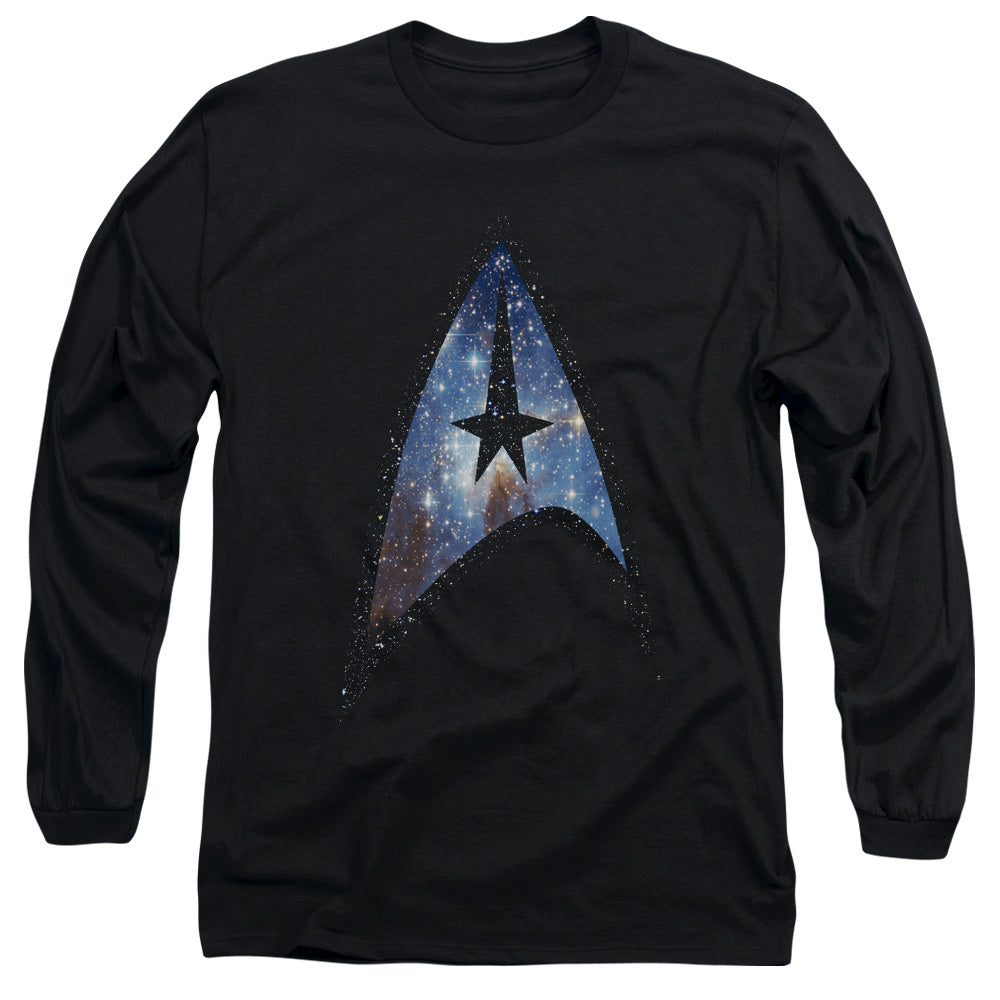 Star Trek Galactic Shield Mens Long Sleeve Shirt Black Officially Licensed