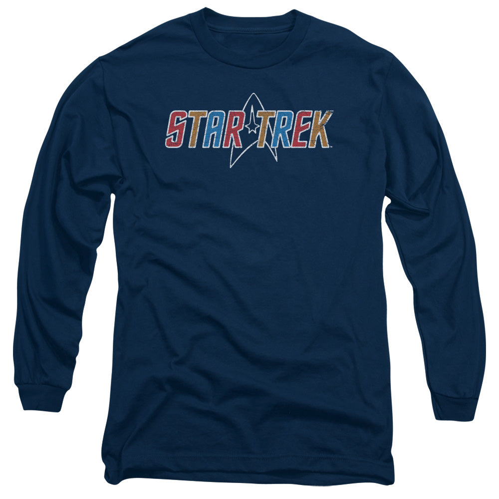 Star Trek Multi Colored Logo Mens Long Sleeve Shirt Navy Officially Licensed