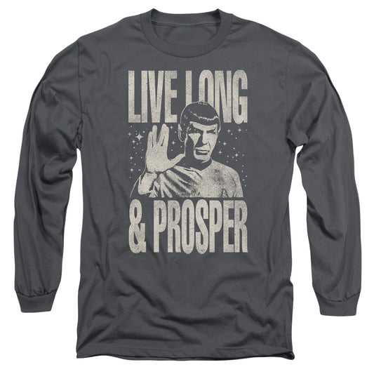 Star Trek Prosper Mens Long Sleeve Shirt Charcoal Officially Licensed