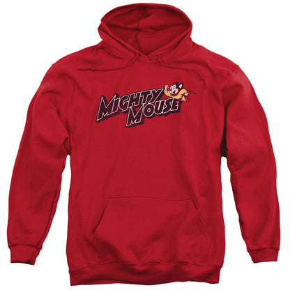 Mighty Mouse Might Logo Mens Hoodie Red