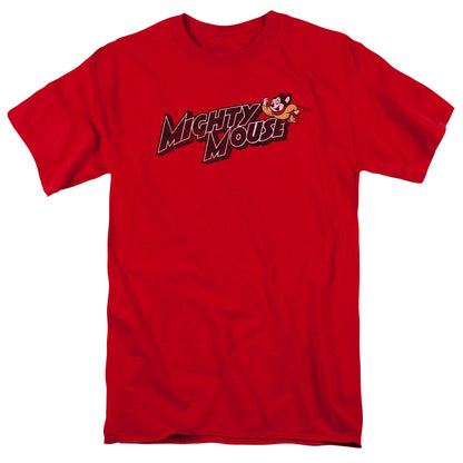 Mighty Mouse Might Logo Mens T Shirt Red