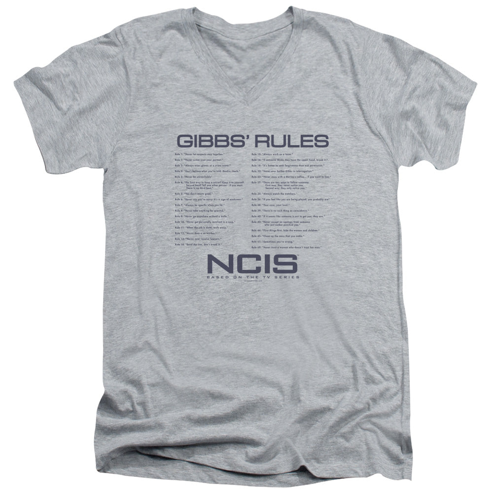 Ncis Gibbs Rules Mens Slim Fit V-Neck T Shirt Athletic Heather