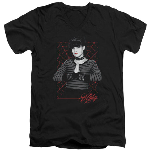 Ncis Abby Webs Mens Slim Fit V-Neck T Shirt Black