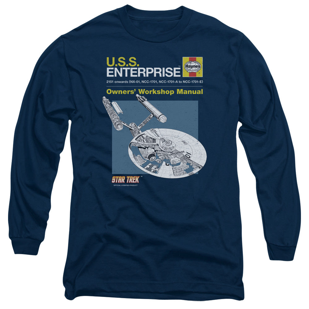 Star Trek Enterprise Manual Mens Long Sleeve Shirt Navy Officially Licensed
