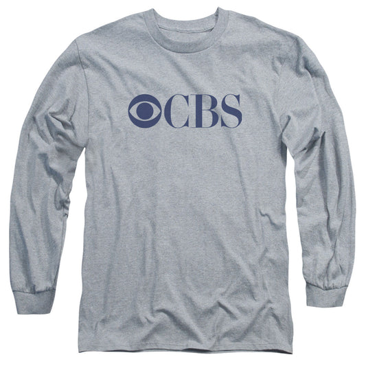 Cbs Logo Mens Long Sleeve Shirt Athletic Heather Officially Licensed