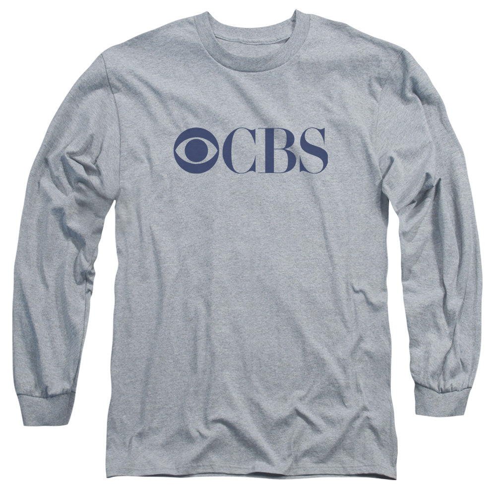 Cbs Logo Mens Long Sleeve Shirt Athletic Heather Officially Licensed