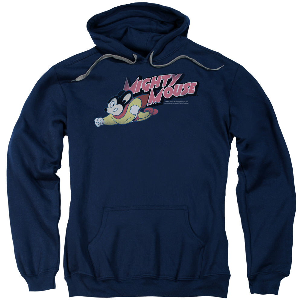 Mighty Mouse Mighty Retro Mens Hoodie Navy Blue