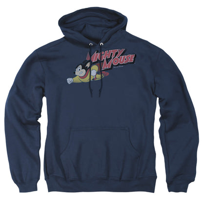 Mighty Mouse Mighty Retro Mens Hoodie Navy