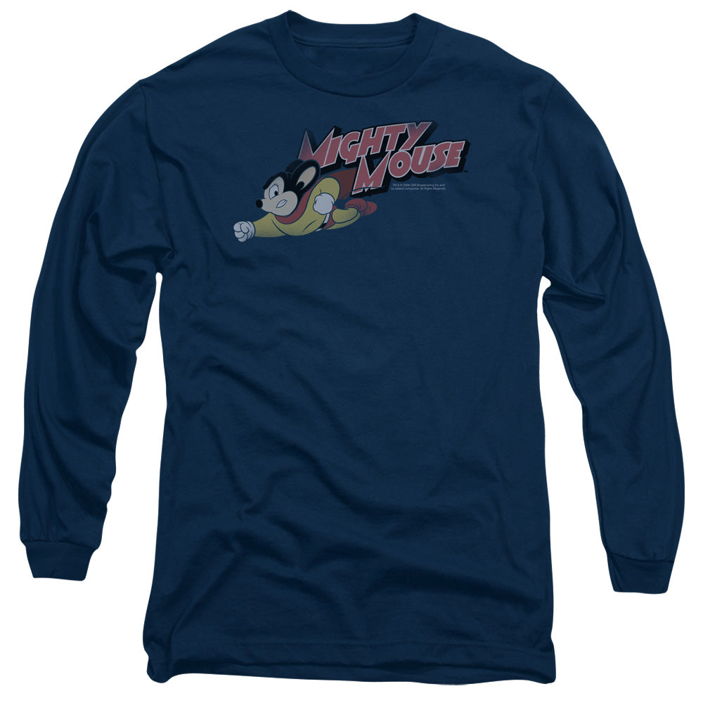 Mighty Mouse Mighty Retro Mens Long Sleeve Shirt Navy