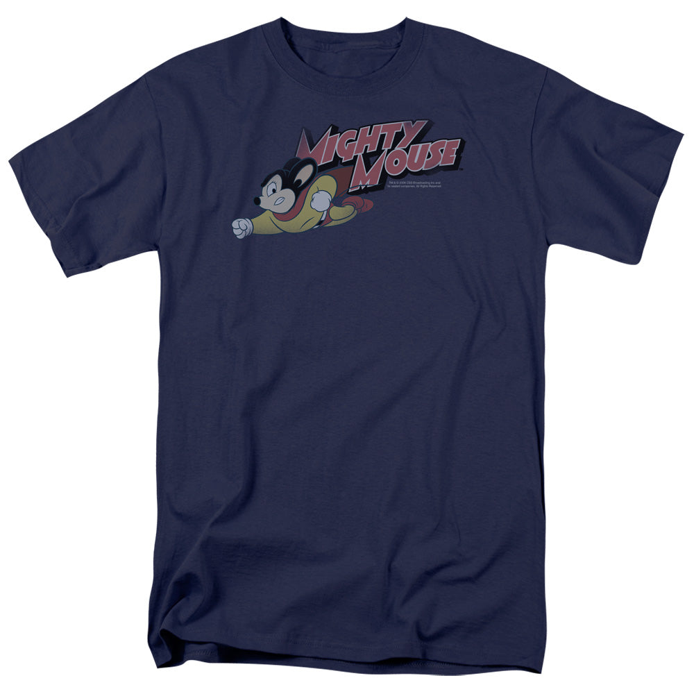 Mighty Mouse Mighty Retro Mens T Shirt Navy