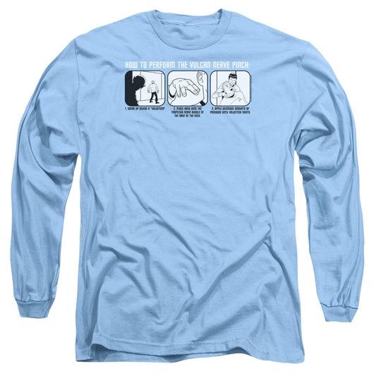 St:Original Vulcan Nerve Pinch Mens Long Sleeve Shirt Carolina Blue Officially Licensed