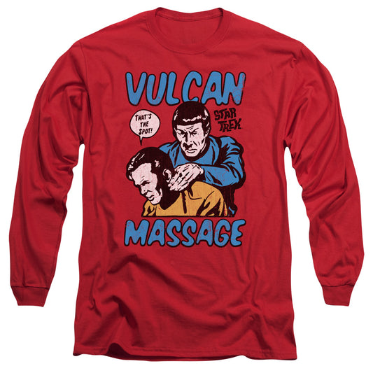 Star Trek Massage Mens Long Sleeve Shirt Red Officially Licensed