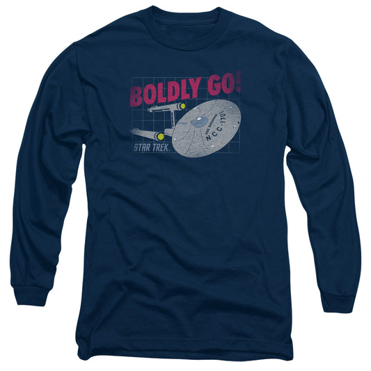 Star Trek Boldly Go Mens Long Sleeve Shirt Navy Officially Licensed