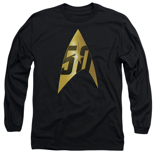 Star Trek 50Th Anniversary Delta Mens Long Sleeve Shirt Black Officially Licensed