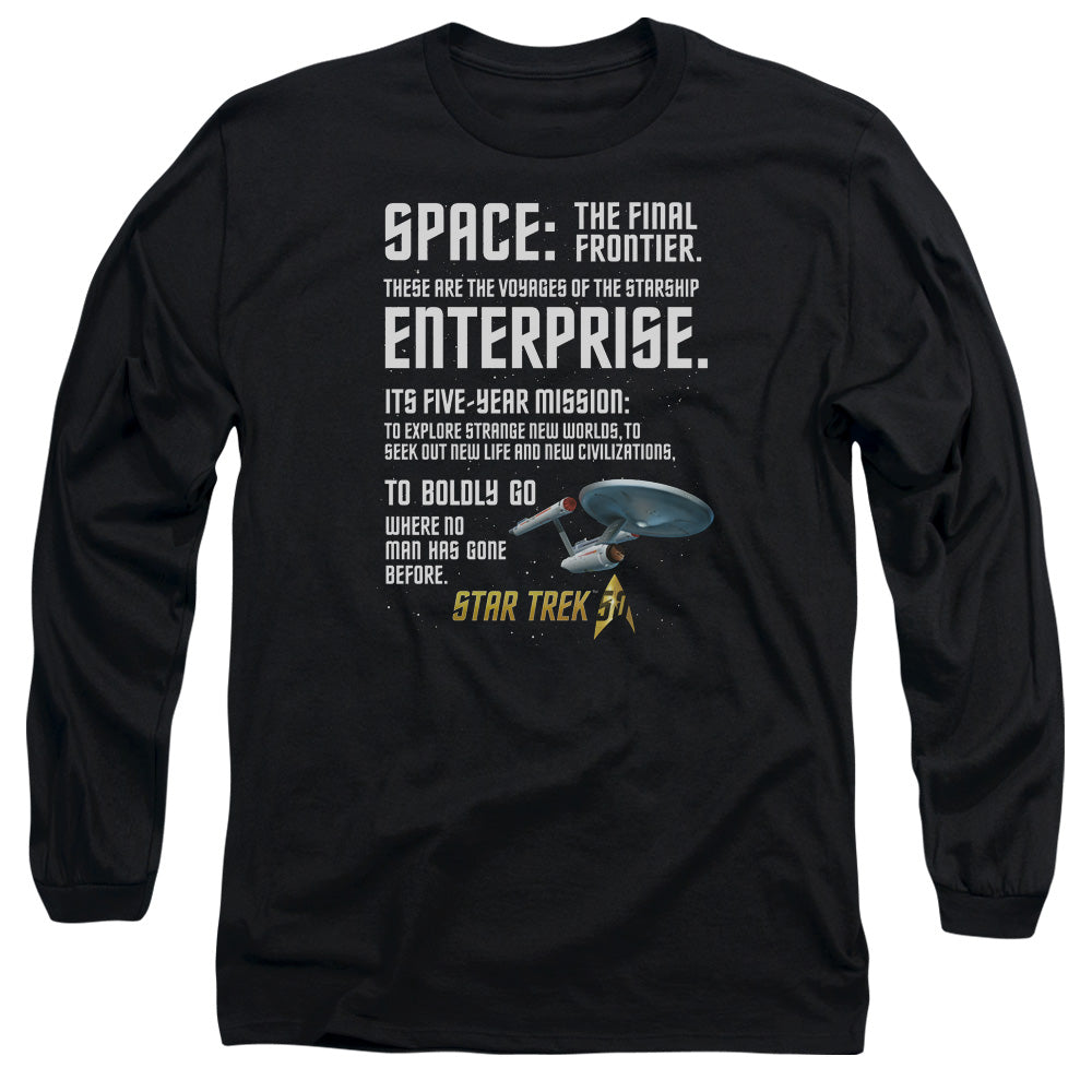 Star Trek Intro Mens Long Sleeve Shirt Black Officially Licensed