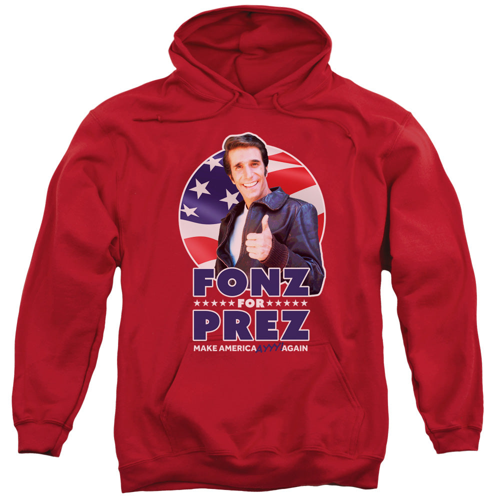 Happy Days Fonz For Prez Mens Hoodie Red