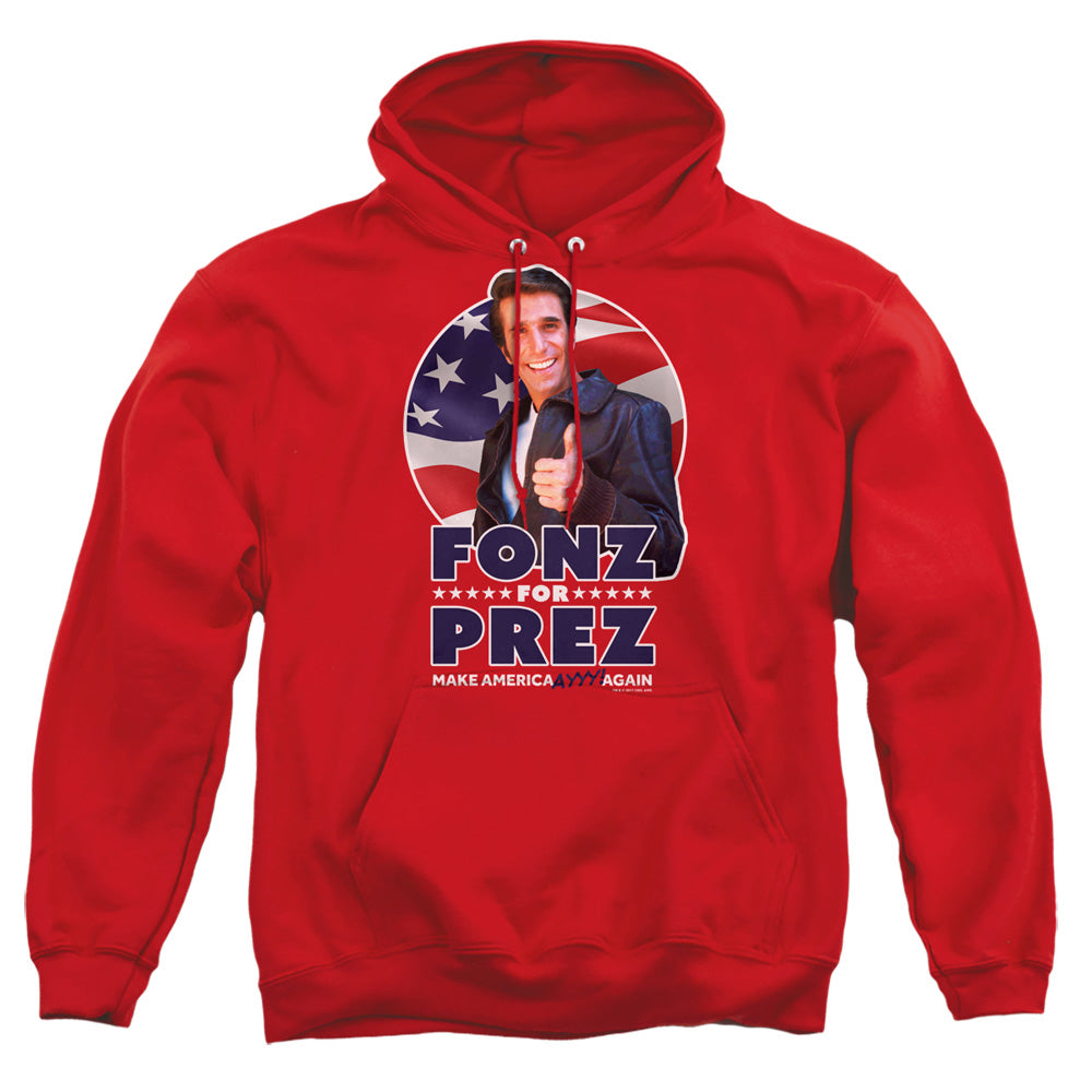 Happy Days Fonz For Prez Mens Hoodie Red