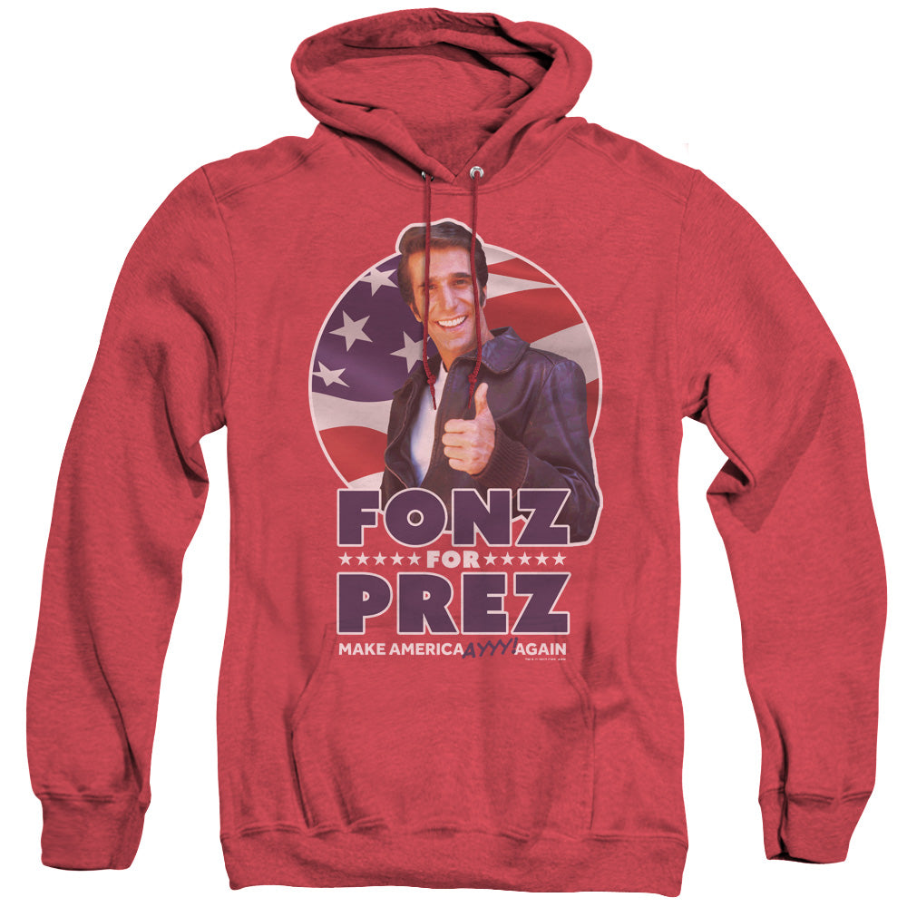 Happy Days Fonz For Prez Heather Mens Hoodie Red