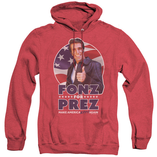 Happy Days Fonz For Prez Heather Mens Hoodie Red