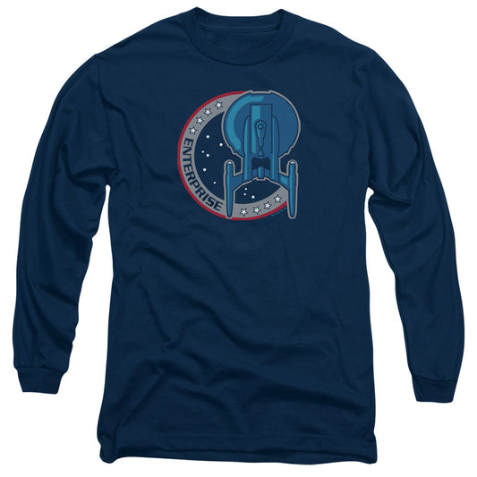 Star Trek Enterprise Patch Mens Long Sleeve Shirt Navy Officially Licensed