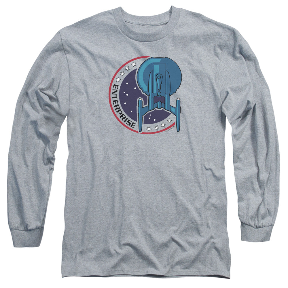 Star Trek Enterprise Patch Mens Long Sleeve Shirt Athletic Heather Officially Licensed