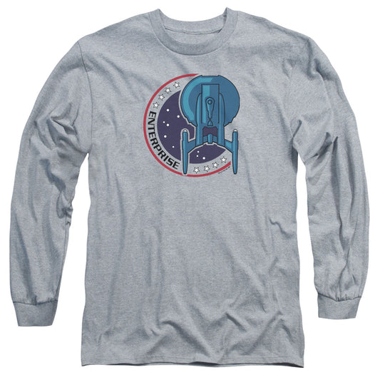 Star Trek Enterprise Patch Mens Long Sleeve Shirt Athletic Heather Officially Licensed