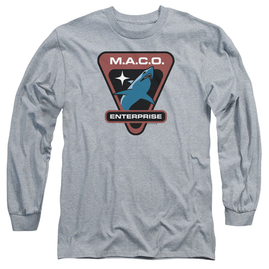 Star Trek Maco Patch Mens Long Sleeve Shirt Athletic Heather Officially Licensed