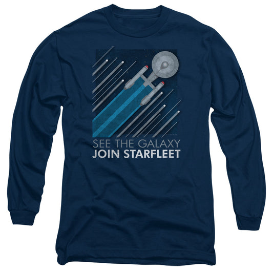 Star Trek Starfleet Recruitment Poster Mens Long Sleeve Shirt Navy Officially Licensed