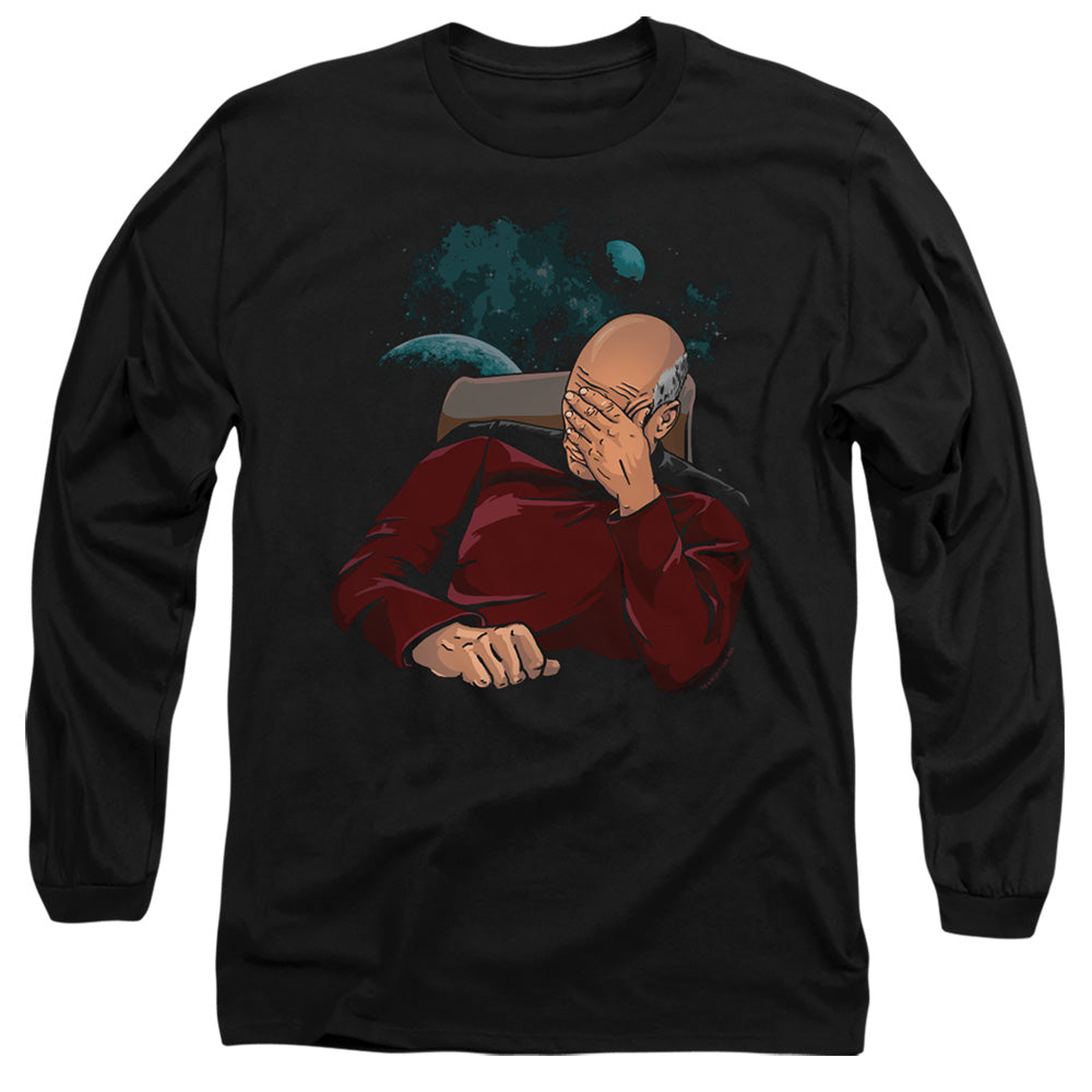 Star Trek Facepalm Mens Long Sleeve Shirt Black Officially Licensed
