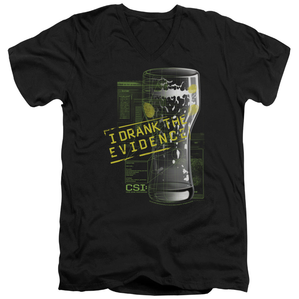 Csi I Drank the Evidence Mens Slim Fit V-Neck T Shirt Black