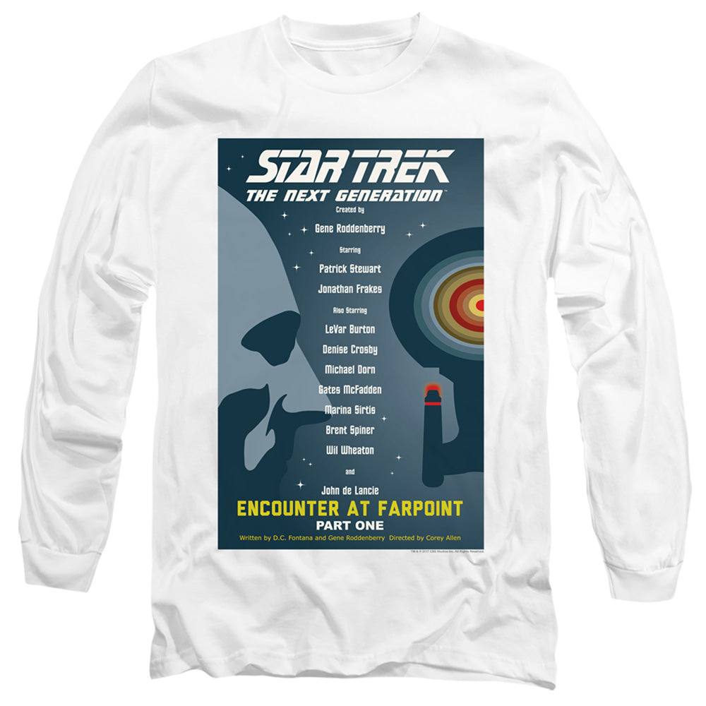 Star Trek Tng Season 1 Episode 1 Mens Long Sleeve Shirt White Officially Licensed