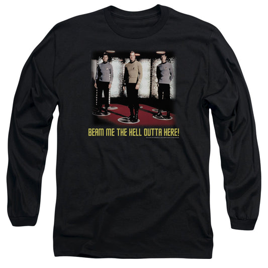 Star Trek Beam Me Out Mens Long Sleeve Shirt Black Officially Licensed