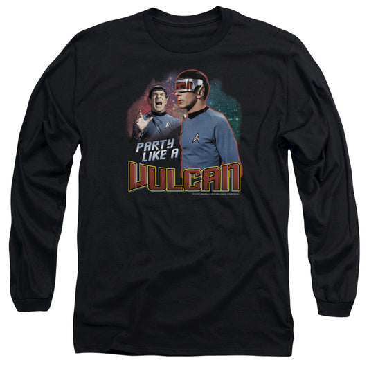 Star Trek Party Like A Vulcan Mens Long Sleeve Shirt Black Officially Licensed