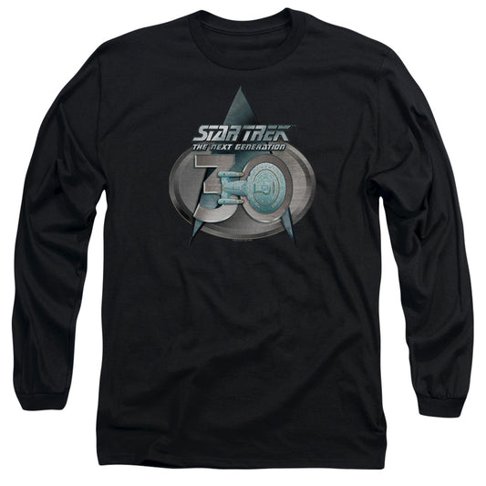 Star Trek Tng 30 Logo Mens Long Sleeve Shirt Black Officially Licensed