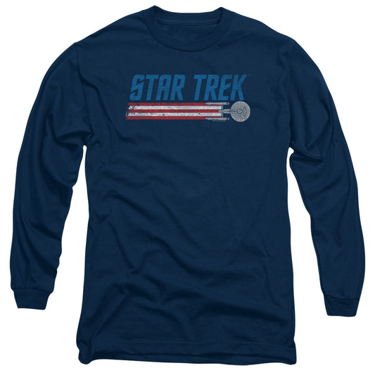 Star Trek Americana Enterprise Mens Long Sleeve Shirt Navy Officially Licensed